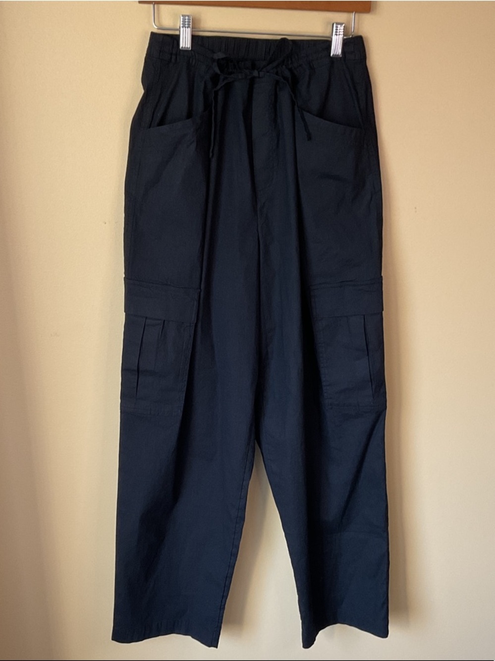 Athleta Women’s Linen/ Rayon Cargo Drawstring Trousers Wide leg Size M